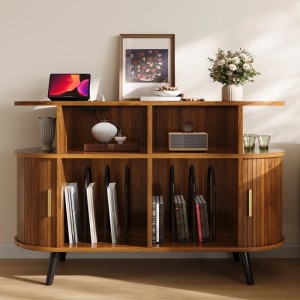 Merax HiFi Schrank Sideboard mit Schiebetür Ladestation Kabeldurchlass