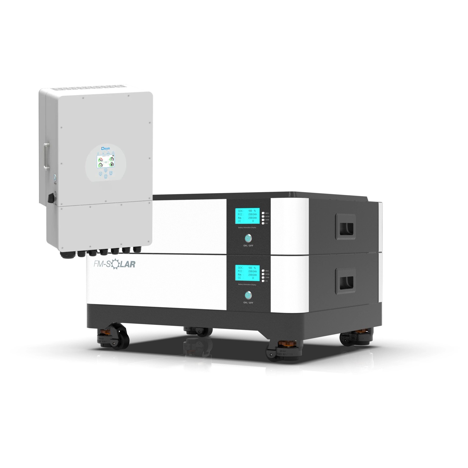 FM-SOLAR Deye 1-Phasen Hybrid-Wechselrichter On/Off-Grid 5kW PV Solar + 20kWh Stapel Batterie Speicher