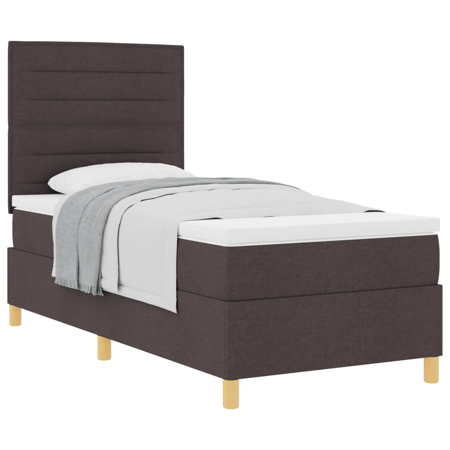 vidaXL Boxspringbett mit Matratze Dunkelbraun 100 x 200 cm Stoff 3339521