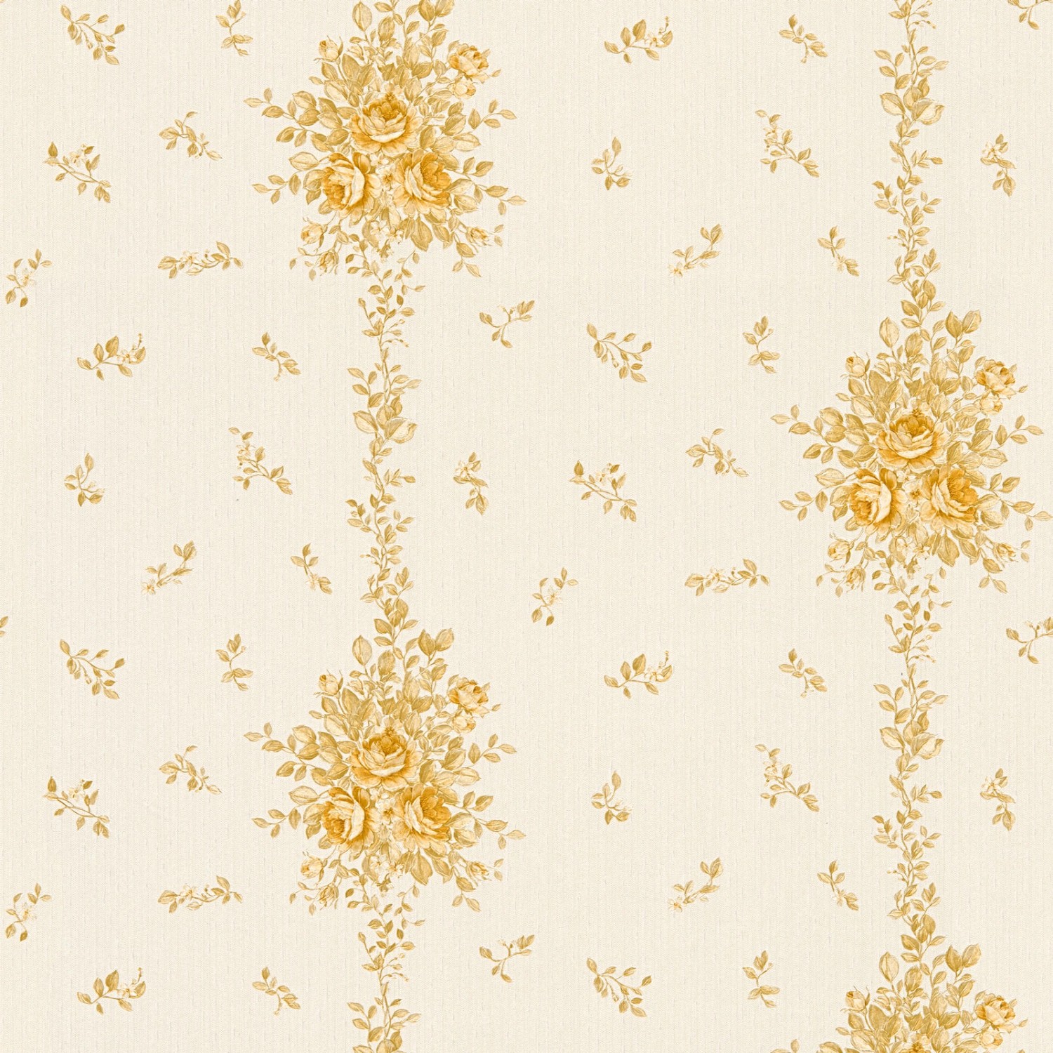 Bricoflor Vlies Blumentapete Gold Gelb Nostalgische Landhaus Tapete mit Blumen Wohnzimmer und Esszimmer Vliestapete mit 