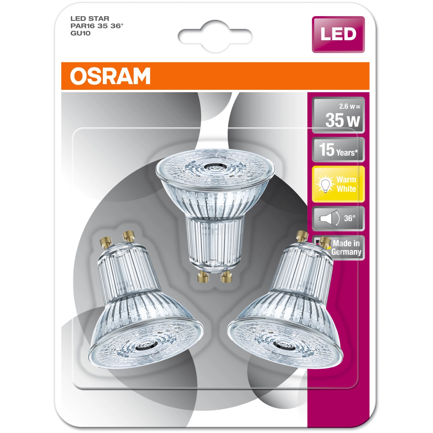 Osram LED-Lampe Reflektor Par16 GU10 / 2,6 W (230 lm) Warmweiß 3er-Pack EEK:  A+ kaufen bei OBI