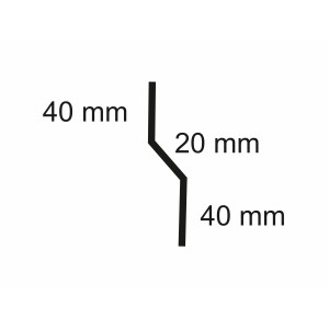 Sarei Anschlussprofil 40/20/40 HG16, Schema des Dachblech-Profils mit Maßangaben.