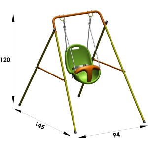 Trigano Babyschaukel aus Metall, 120 cm hoch, in Grün und Orange. Ideal für Babys und Kleinkinder.