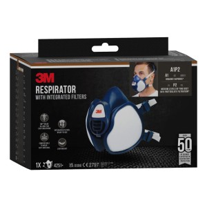 3M Atemschutzmaske 4251+ A1P2, dunkelblau, für Farbspritzarbeiten und Schleifen.