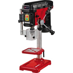 Einhell TC-BD 450 Säulenbohrmaschine in Rot/Schwarz mit Bohrtisch und Späneschutz.