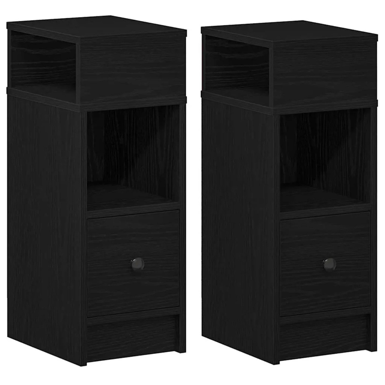 vidaXL Nachttische 2 Stk mit Schublade Schwarz 25x31x66 cm 858617 günstig online kaufen