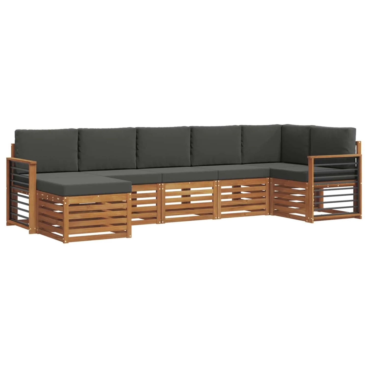 vidaXL Sofagarnituren 7 Tlg Natur und Anthrazit Massivholz Akazie 3375182