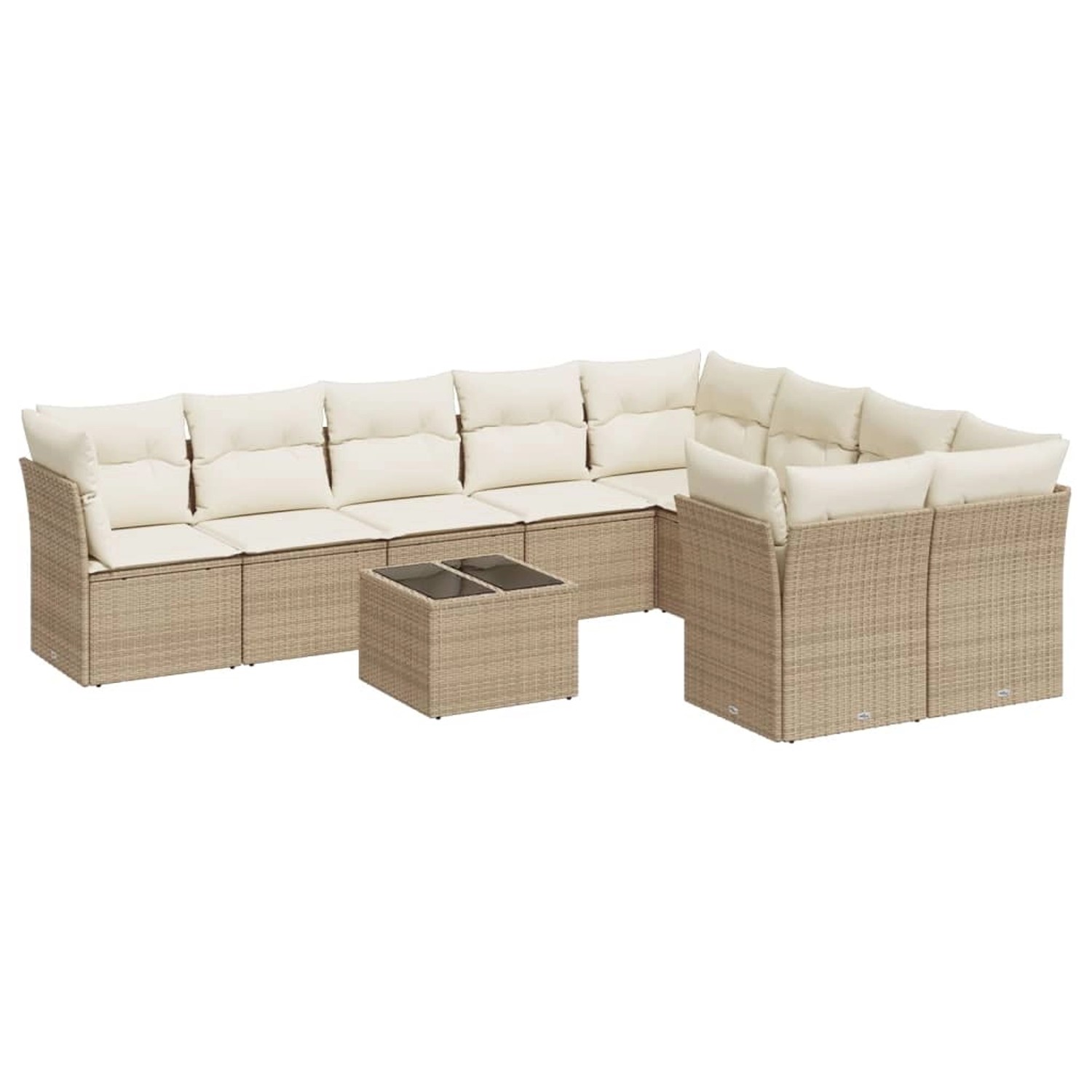 vidaXL 10-Tlg Garten-Sofagarnitur mit Kissen Beige Poly Rattan 3218178 günstig online kaufen