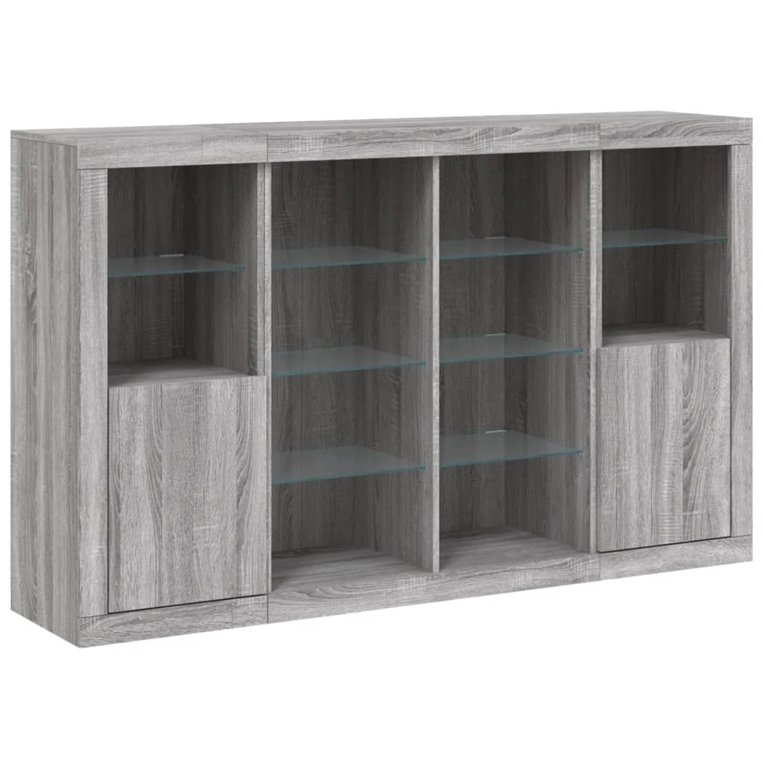 vidaXL Sideboards mit LED-Leuchten 3 Stk Grau Sonoma Holzwerkstoff 3209140 günstig online kaufen