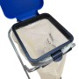 Schulte Müllsackständer mit Rollen und blauem Deckel, Müllsack eingespannt.