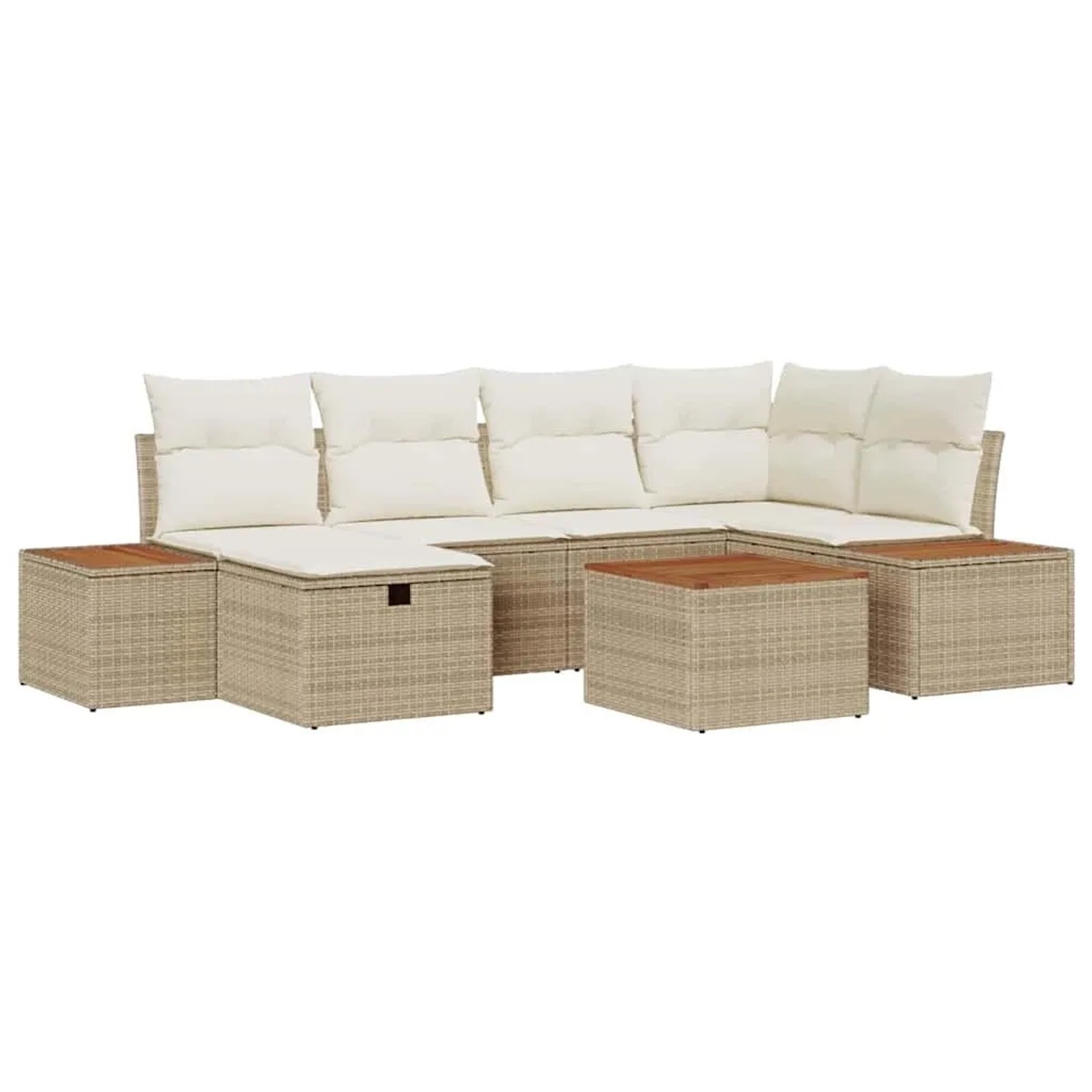 vidaXL Gartensofa-set mit Kissen mit Speicher 7-Tlg Beige Poly-Rattan 33609 günstig online kaufen