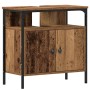 vidaXL Waschbeckenunterschrank in Altholz-Optik, 60x30x60 cm, mit zwei Türen und schwarzem Metallgestell.