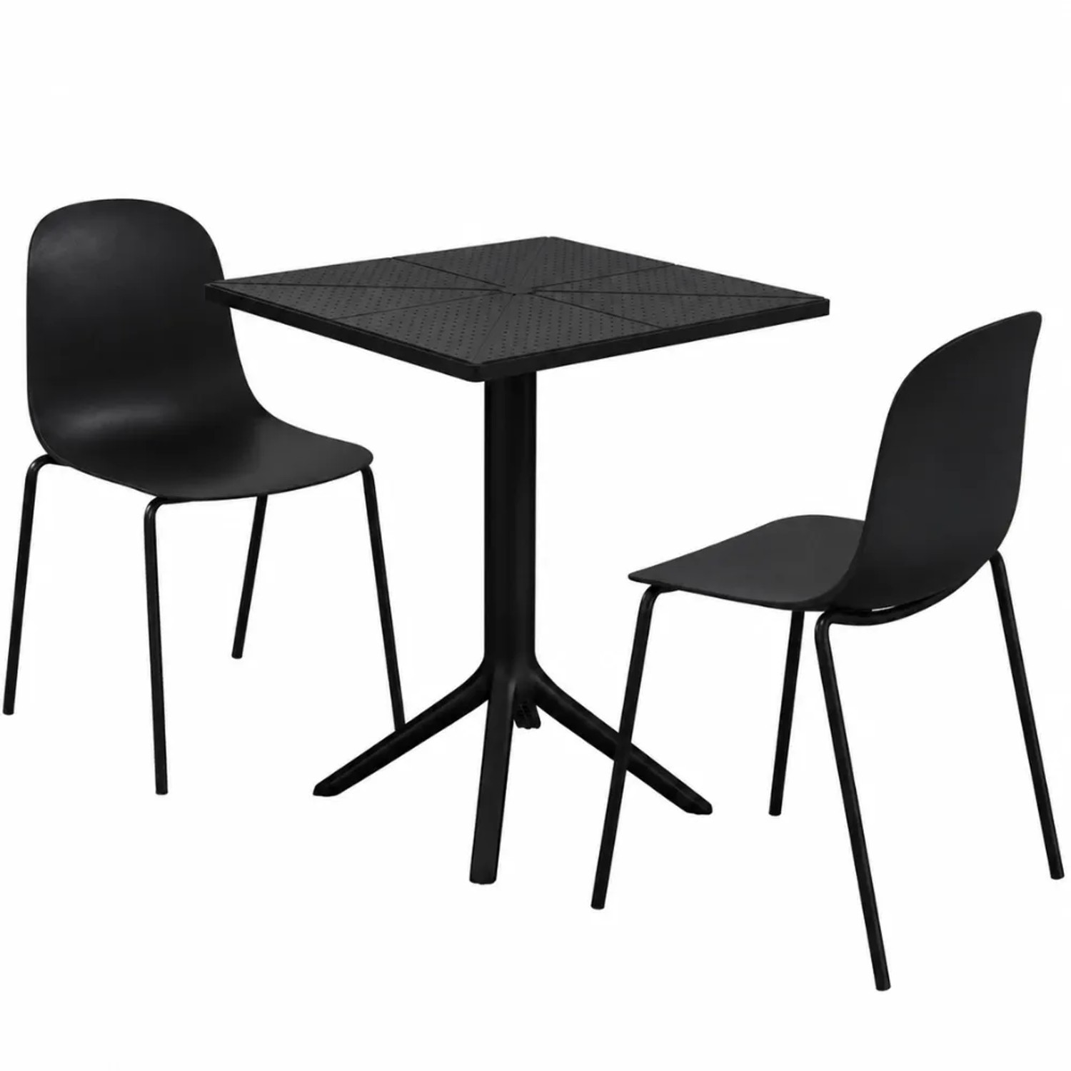 DELUKE Gartenmöbel-Set IDA mit 2 Stühlen 166x60x85cm Kunststoff Schwarz Balkonset Gartenset Tisch mit Stühlen Bistroset Outdoor