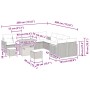 vidaXL Gartensofa-Set, 13-teilig, beige Poly Rattan, mit Kissen und Maßen.