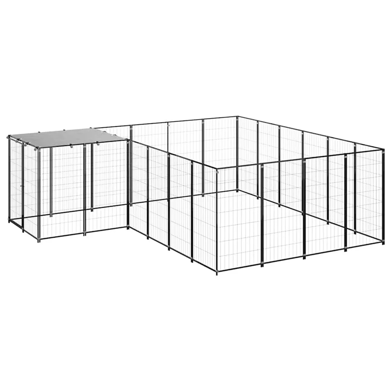 vidaXL Hundezwinger Schwarz 8,47 m² Stahl 3082212