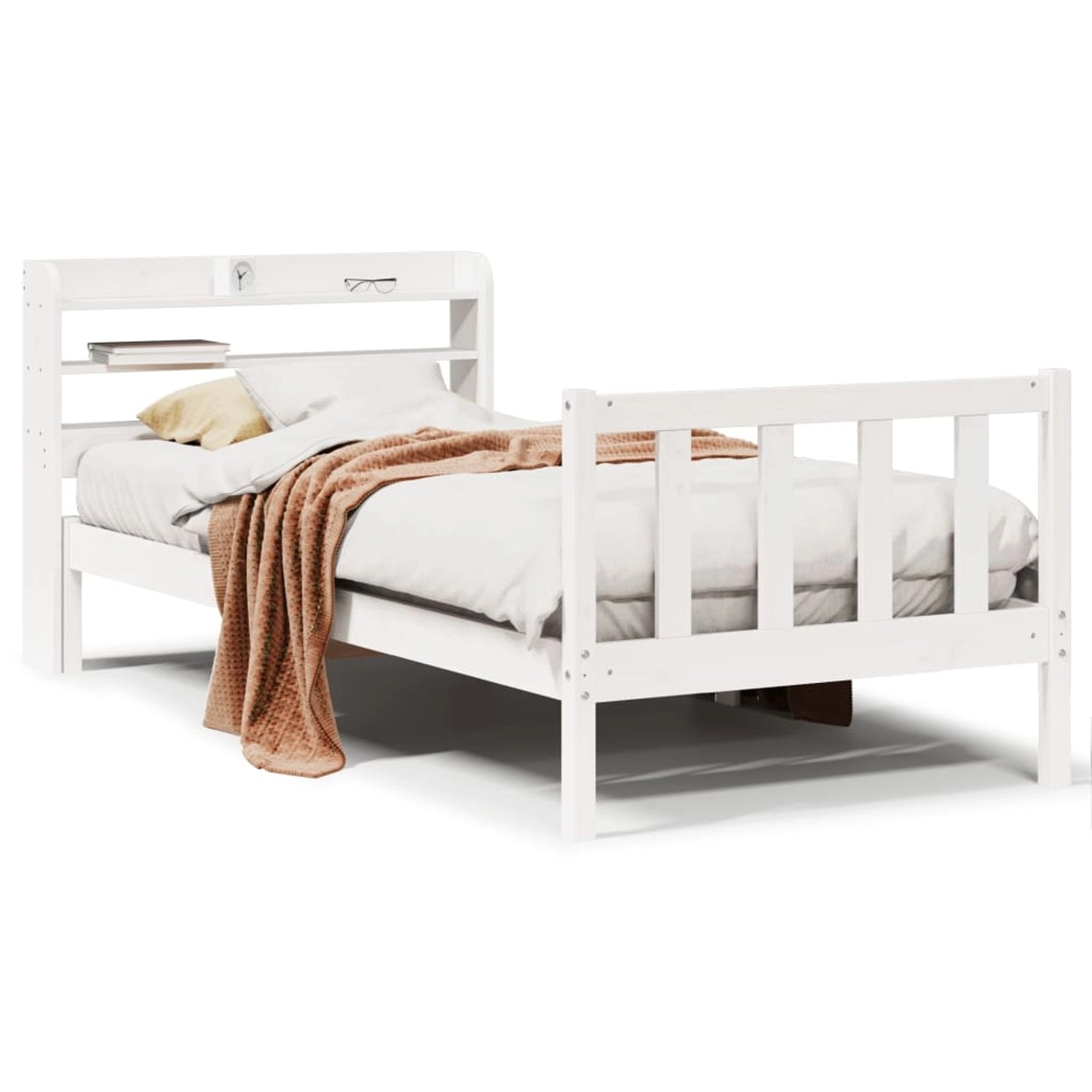 vidaXL Massivholzbett ohne Matratze Weiß 90x200 cm Kiefernholz 3306575 günstig online kaufen