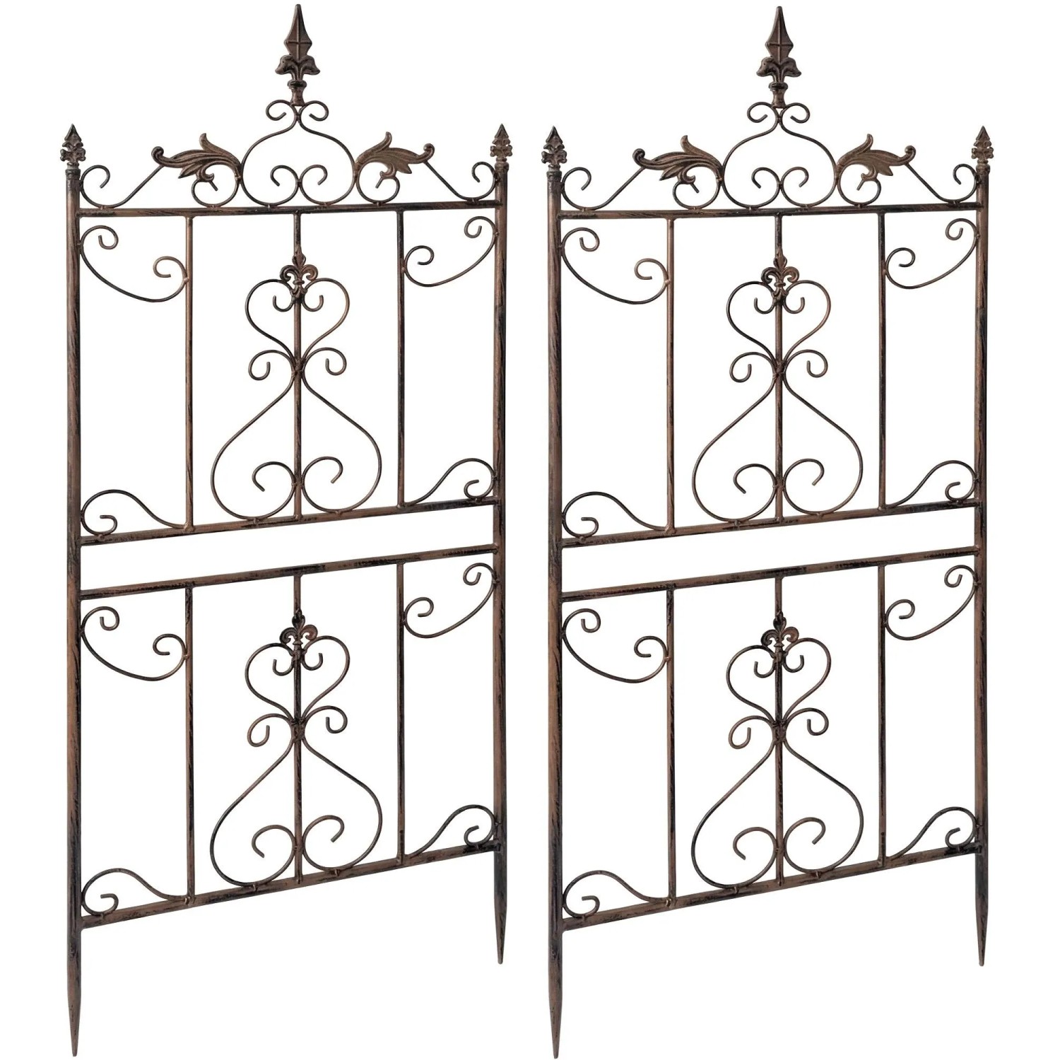 DELUKE Rankgitter INES 2er Set 51x3x124cm Metall Braun Rankhilfe Kletterpflanzen Gartendekoration