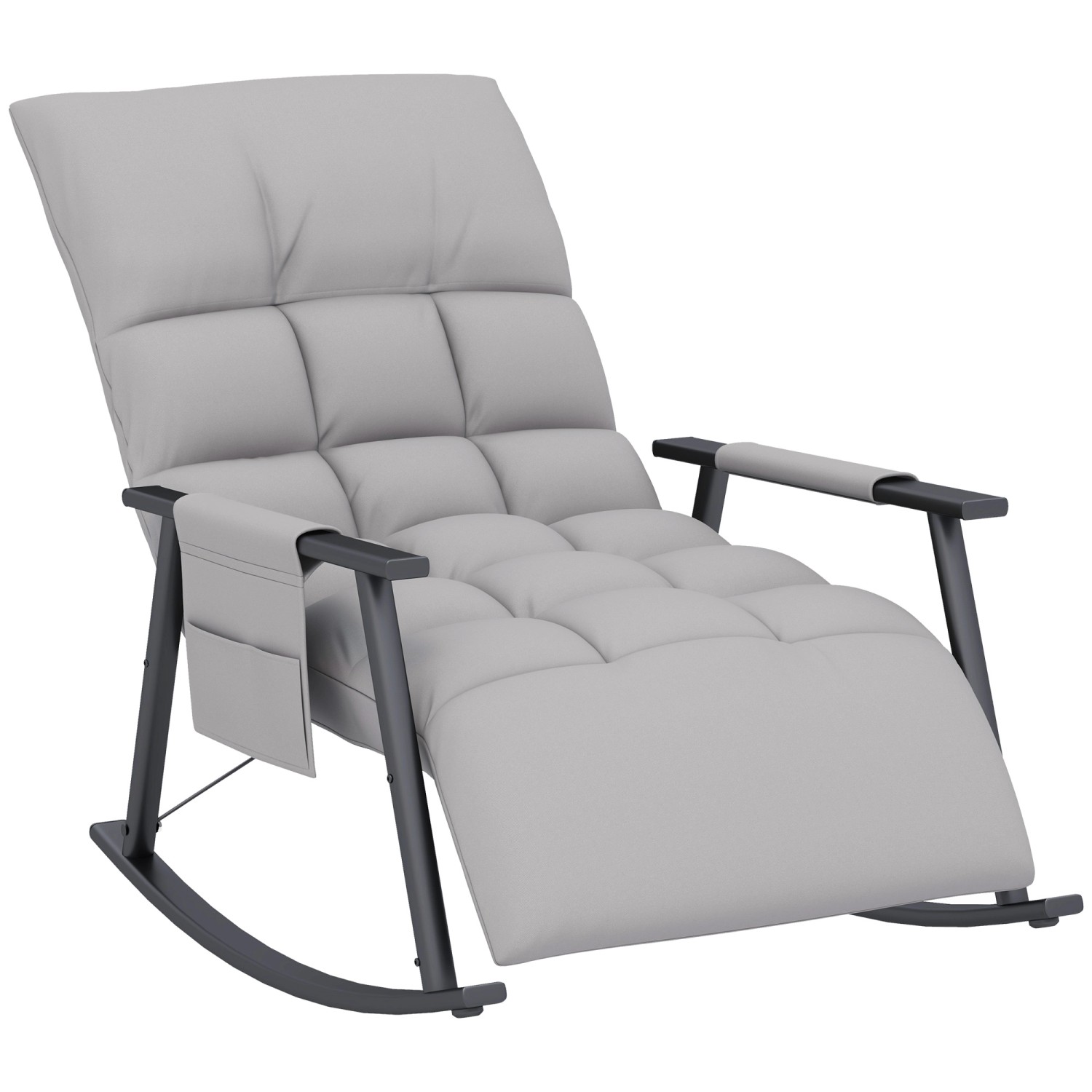 HOMCOM Schaukelstuhl Polyester Stahl Grau 60L x 134B x 70H cm günstig online kaufen