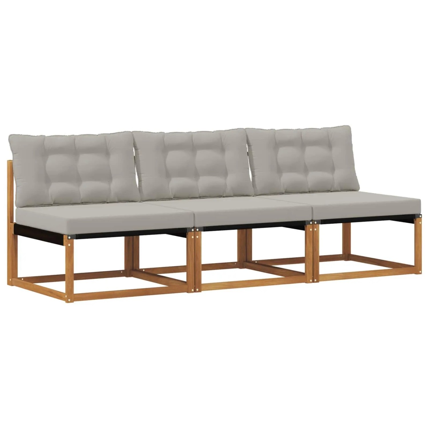 vidaXL 3 Stück Outdoor Mittelsofa Massivholz Akazie Natur 900646