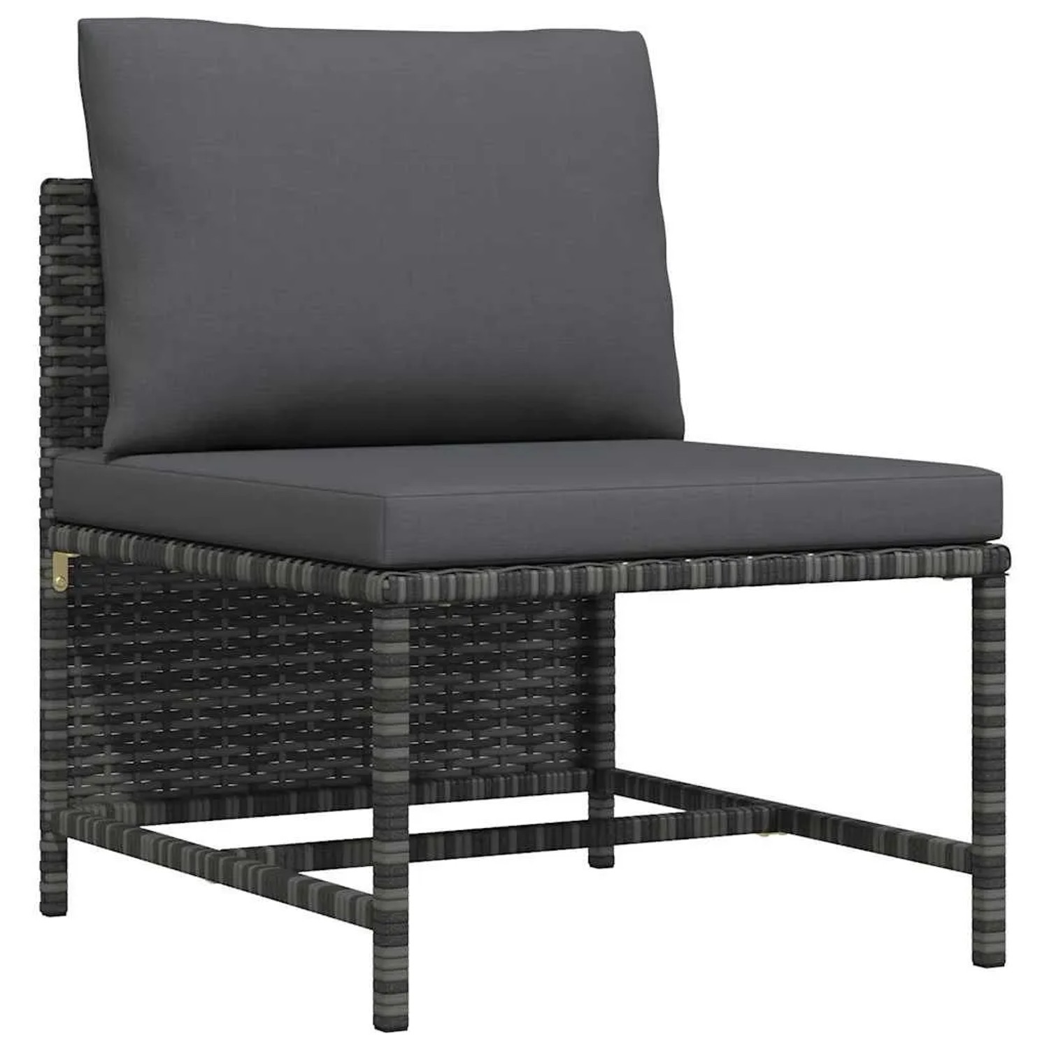 vidaXL Modulares Mittelsofa mit Kissen Grau Poly Rattan 313494