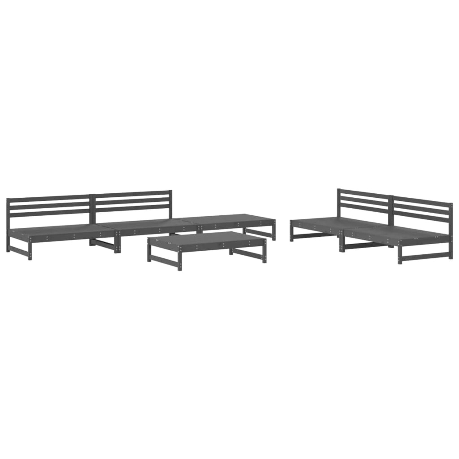 vidaXL 6-tlg Garten-Lounge-Set Grau Massivholz Kiefer Modell 6 günstig online kaufen