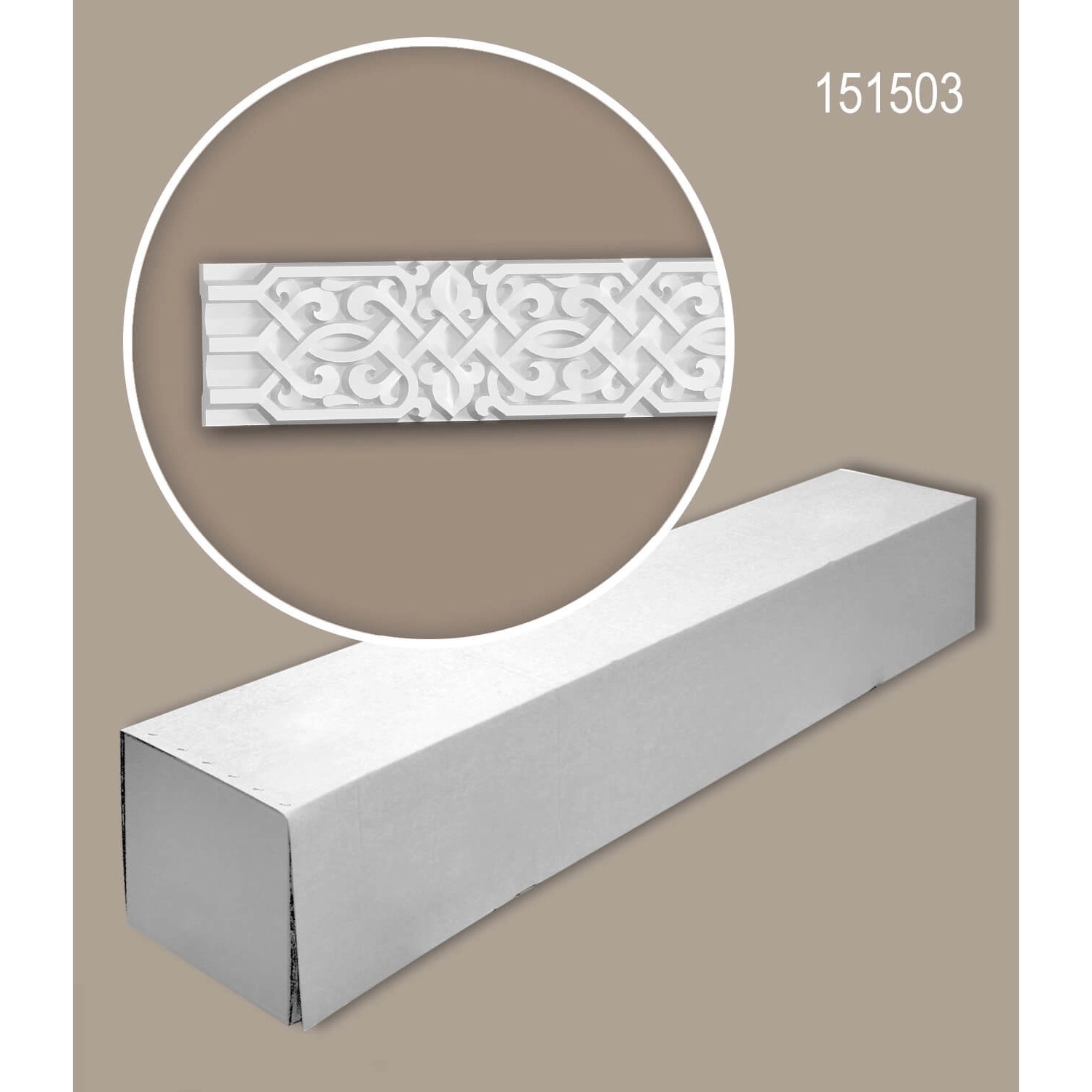 PROFHOME Wandleisten-Set mit Friesleisten, weiß, im Karton. Marokkanisches Design.