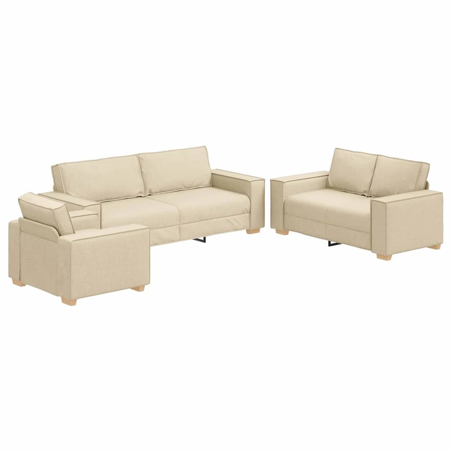 vidaXL Sofa-Set 3-Tlg Creme Leinenmischgewebe 3324616