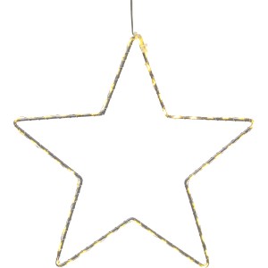 Silberfarbener Stern (29 cm) mit LED-Beleuchtung für den Innen- und Außenbereich.