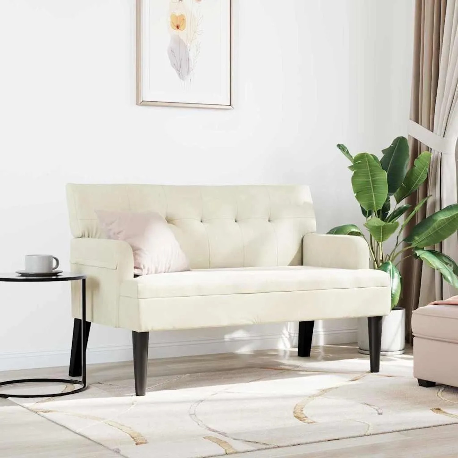 vidaXL Chesterfield Bank Creme 112 x 65,5 x 75 cm Samt 42019293_3