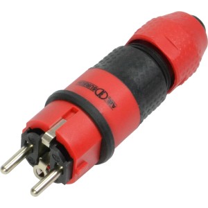 Schuko Stecker von ABL Sursum, rot-schwarz, mit 2K-Technologie für Leitungen bis 3x2,5mm².