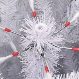 Detailaufnahme des Klappmechanismus eines weißen, künstlichen Weihnachtsbaums (240 cm) von vidaXL.