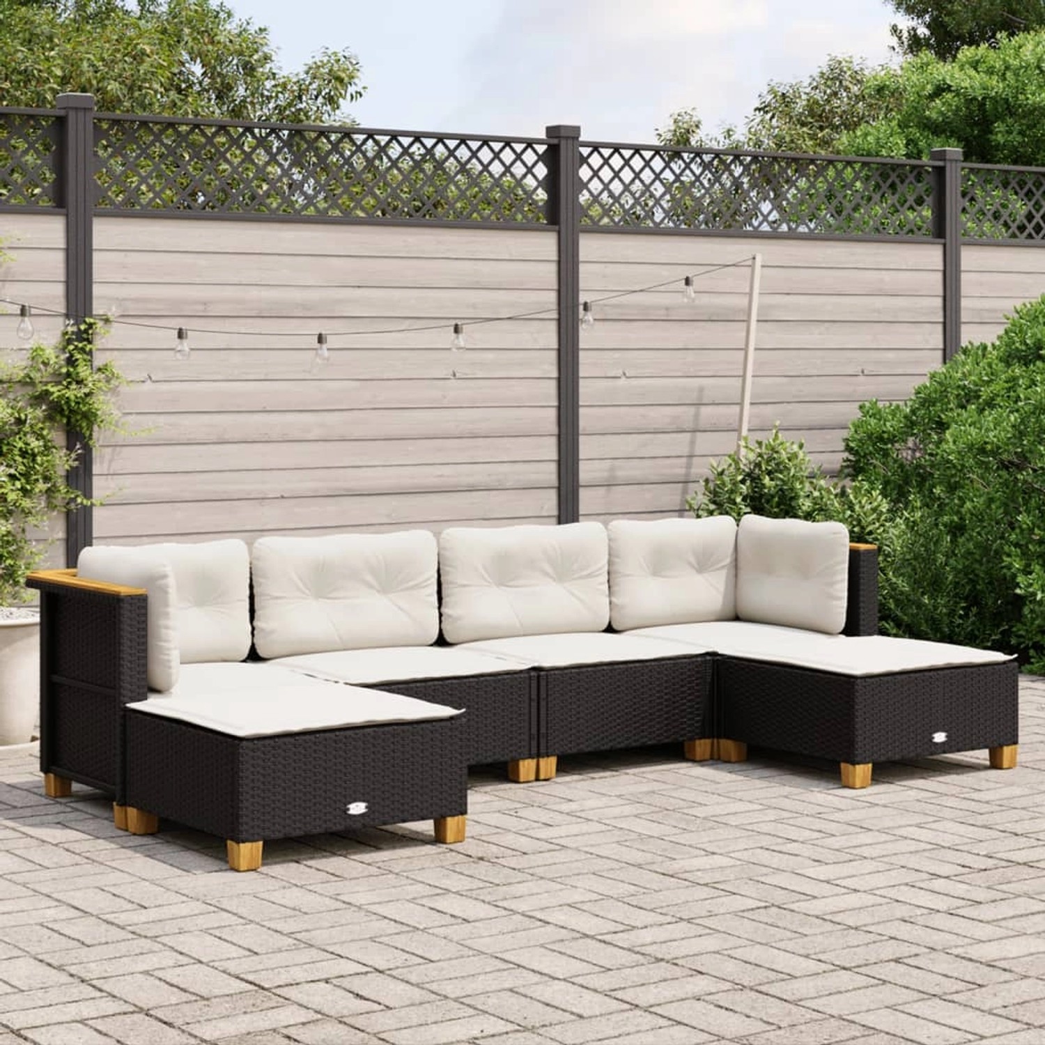 vidaXL 6-tlg Garten-Sofagarnitur mit Kissen Schwarz Poly Rattan Modell 255 günstig online kaufen