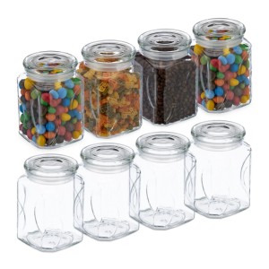 Relaxdays Vorratsgläser mit Deckel 8er Set Glas Transparent Luftdicht 750 ml