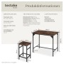 Tectake Bartisch-Set Edinburgh, 5-teilig, mit Tisch und 4 Hockern in dunklem Industrial-Holz.