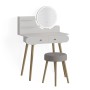 Weißer Vicco Schminktisch Edda 80 cm mit LED-Spiegel und Hocker.