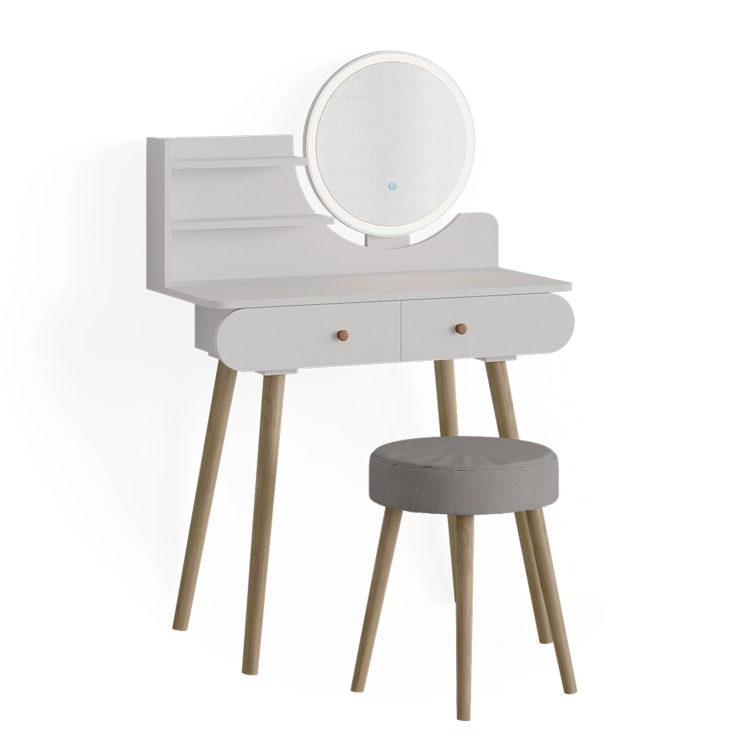 Vicco Schminktisch Edda Weiß 80 cm mit LED Beleuchtung und Hocker günstig online kaufen