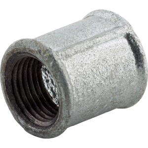 Fitting 18,6 mm (Rp 1/2) aus Temperguss, verzinkt, mit Innengewinde.