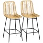 2er Set HOMCOM Barhocker mit Rattanoptik und schwarzen Metallbeinen.