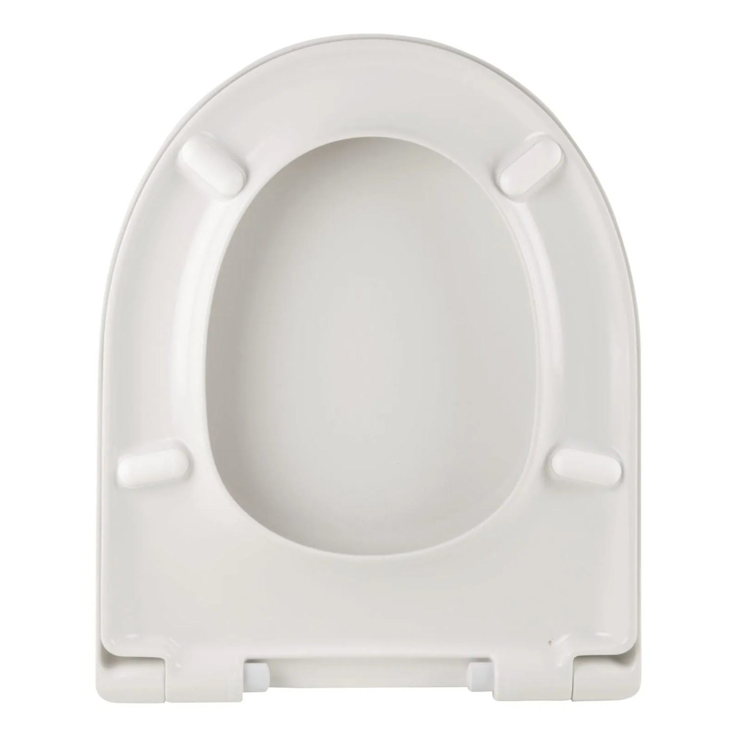 Weißer Calmwaters WC-Sitz D-Form mit Absenkautomatik für Keramag Renova Nr. 1.