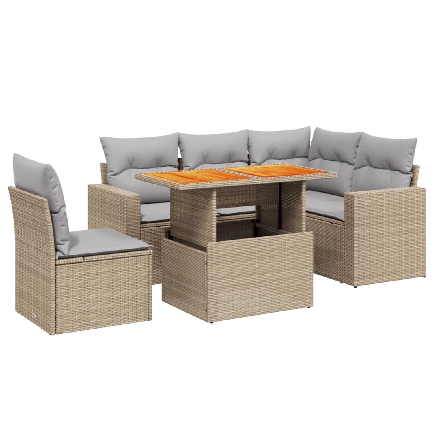 vidaXL 6-tlg Garten-Sofagarnitur mit Kissen Beige Poly Rattan Modell 316 günstig online kaufen