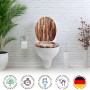 Sanfino WC-Sitz Industrial Wood mit Absenkautomatik auf Toilette im Bad.