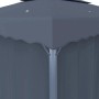 Detailansicht: Anthrazitfarbener Pavillon 4x3m mit Vorhängen und LED-Lichterkette.