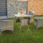 Acamp Lounge-Set Nina, 4-teilig, grau-meliert, mit Tisch, Sofa und Sesseln für Garten oder Balkon.