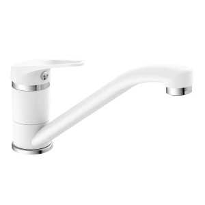 Eisl Spültischarmatur Speed in Weiß/Chrom: Einhebelmischer mit schwenkbarem Auslauf.