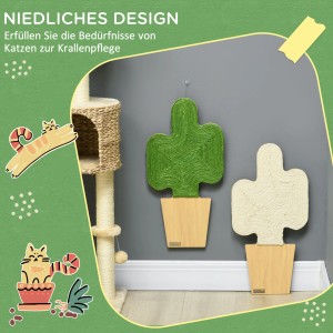 PawHut Kratzmatte 2er Set im Kakteen-Design. Wandmontierte Kratzbäume für Katzen.