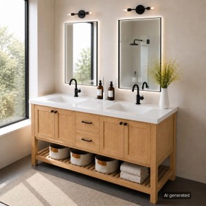 360Home Bodenstehendes Badmöbel Set Mit Waschbecken Waschtisch Und Unterschrank Für Badezimmer Gäste WC Und Waschraum 160 CM RW693160K