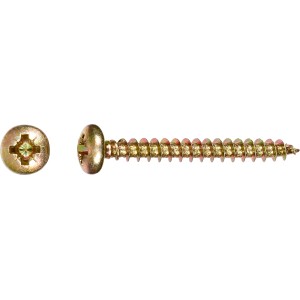 Gelb verzinkte Spanplattenschraube mit Halbrundkopf, PZ-Antrieb, 4x30 mm, 25 Stück.