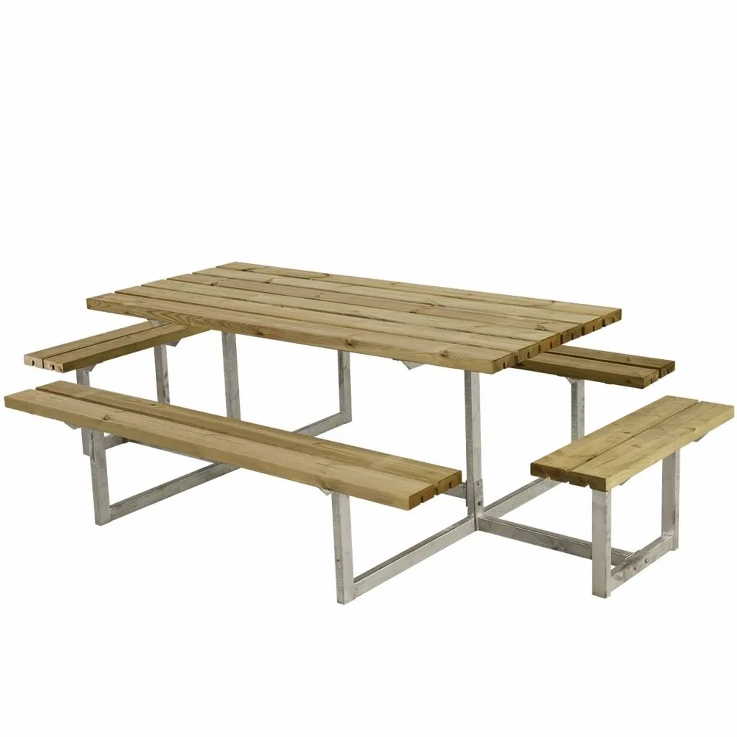 PLUS Gartenmöbel-Set Basic 260 cm mit 2 Anbausätzen Tisch-Bank-Kombination Druckimprägniertes Holz