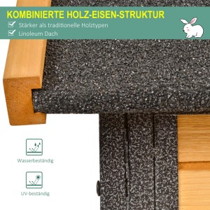 PawHut Kaninchenstall mit Freilaufgehege Holz-Metall Hellgelb 122 x 63 x 92 cm