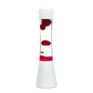 Weiße EASYLIGHT Lavalampe Ringo mit rotem Lava-Effekt, eine dekorative Innenleuchte.